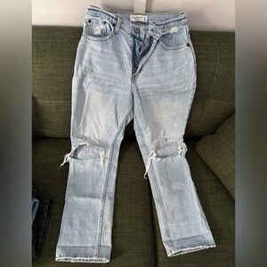 Abercrombie & Fitch Light Blue Ripped Straight Leg Jeans